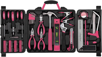 Apollo Tools 71 Piece Complete Household Tool Set with Clamp, Hacksaw, Carpenter Square, Screwdriver and Plier Sets for College, Home Repairs and DIY - Red - DT0204