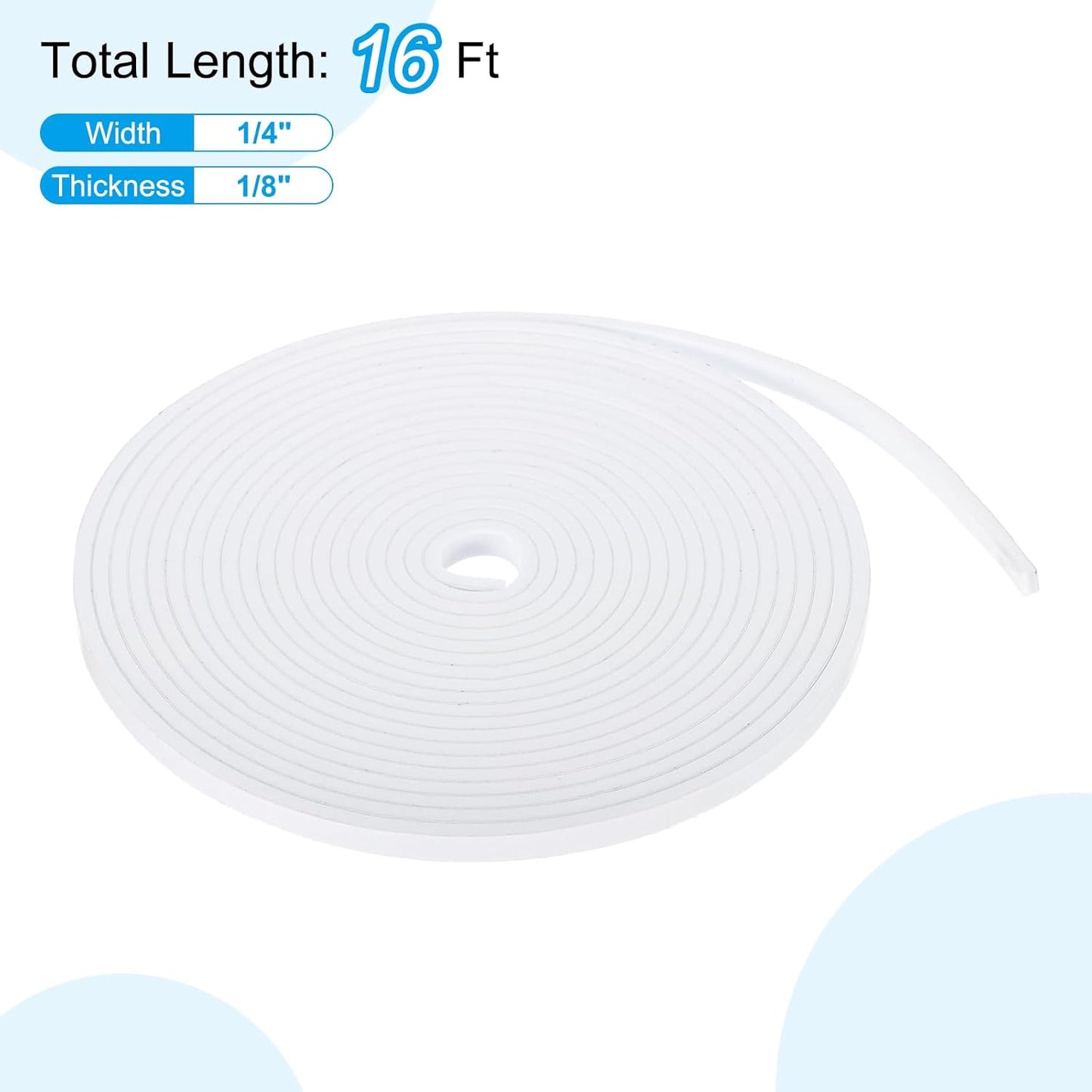 PATIKIL Weather Stripping Door Seal Strip, 3/8 Inch x 1/4 Inch x 32 Ft Self Adhesive Soundproof High Density Foam Tape Insulation for Door Window Air Conditioning, White - Colors A