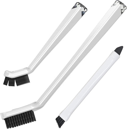 Small Cleaning Brush Set 3pcs—Crevice Brushes for Cleaning—Scrub Brushes Set with Silicone Tipped Scrub Brush—Stiff Handle Miniature Cleaning Brush for Kitchen Uensils, Tight Spaces, Tub, Shower