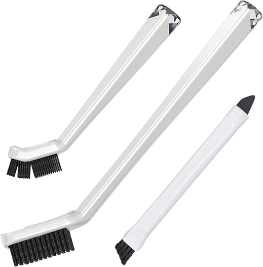 Small Cleaning Brush Set 3pcs—Crevice Brushes for Cleaning—Scrub Brushes Set with Silicone Tipped Scrub Brush—Stiff Handle Miniature Cleaning Brush for Kitchen Uensils, Tight Spaces, Tub, Shower