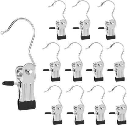 Boot Hanger Clips, Laundry Hanging Hooks Clothes Pins for Closet Organizer, Heavy Duty Hanger Clips for Pants, Socks, Towels, Hats, Boots, and Travel, Space-Saving Clothes Clips for Home Use