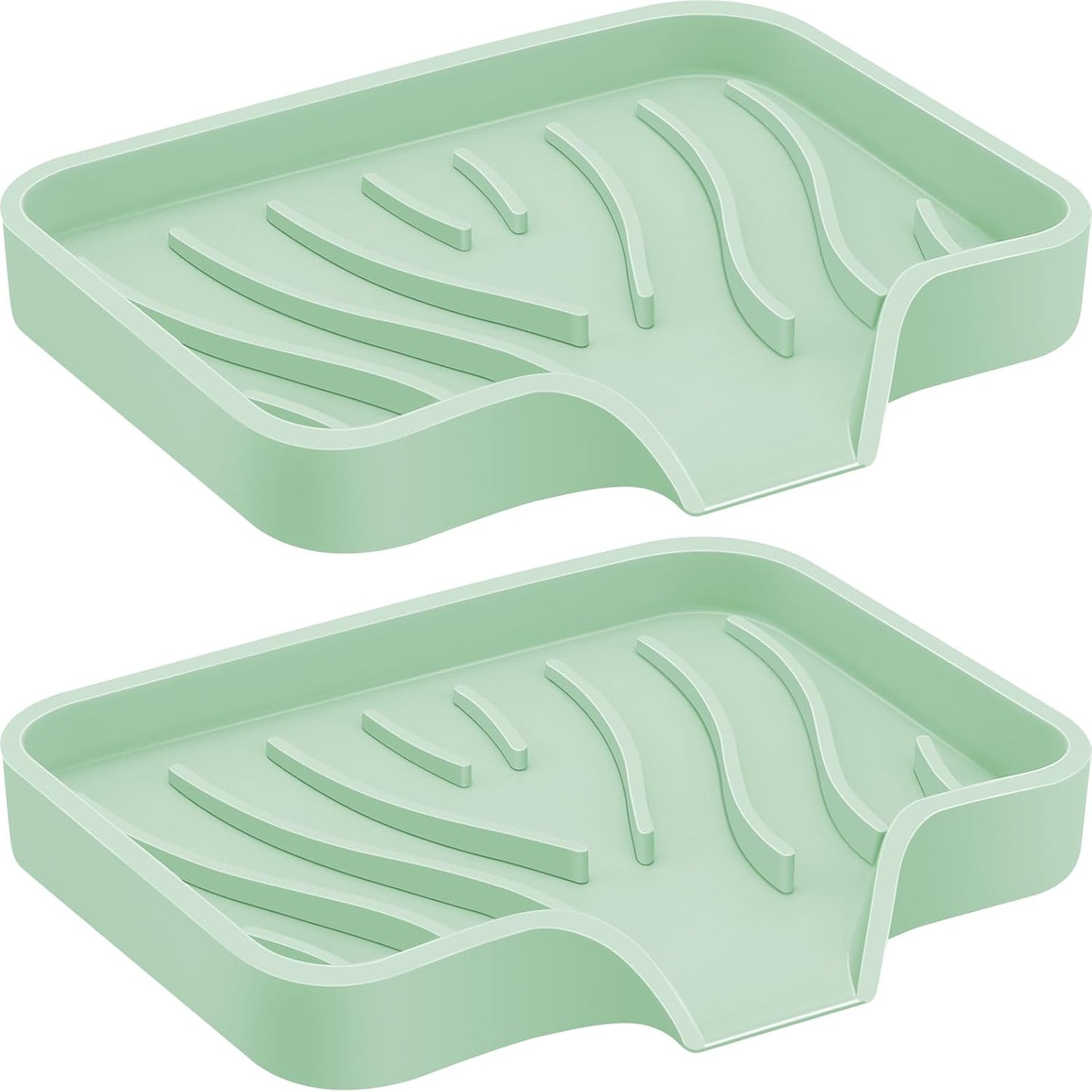 2PCS Self Draining Soap Holder,Spofit Silicone Soap Dish, Suitable for for Kitchen, Bathroom, Shower, Bath Tub,Soap Container (White)