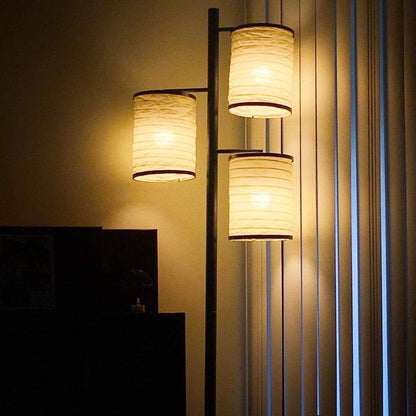Brightech Liam Tall Tree Lamp with Asian Lantern Shade for Living Rooms and Offices - Standing Lamp with 3 LED Bulbs for Bedroom Reading - Bronze