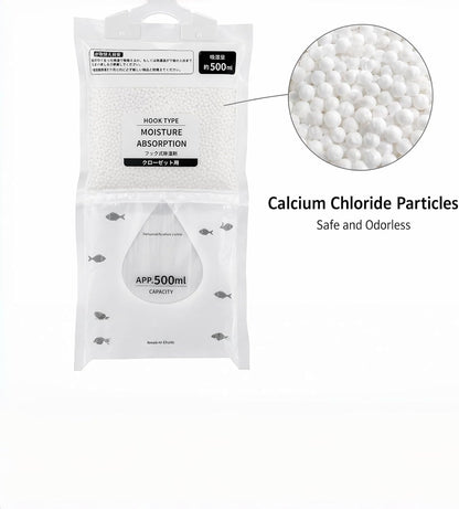 Hanging Moisture Absorber, 8.1 OZ per bag Calcium Chloride Dehumidifier Bags, Fragrance-Free Closet Dehumidifiers for Wardrobe, Bathroom, Basement, RV, 8 Pack