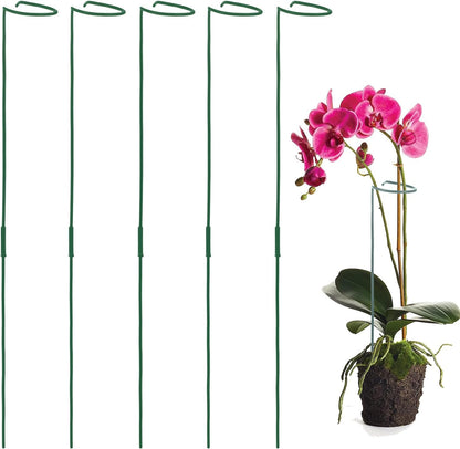 Avxdbr 5Pcs Plant Stakes for Flowers 23.6 Inch Or 11.8 Inch Metal Plant Cage Support Rings Garden Single Stem Stake with Adjustable Height for Garden Support Indoor Outdoor Plants