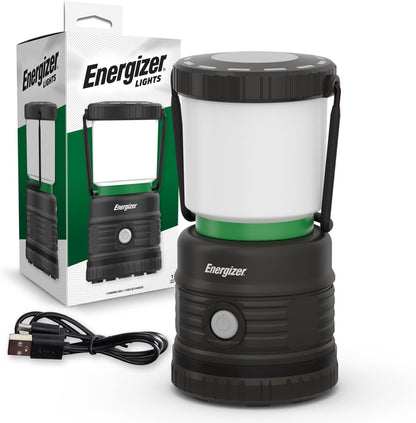 Energizer S-500 Hybrid Power Camping Lantern, Solar, Rechargeable, or AA Battery Powered, IPX4 Water Resistant Bright LED Lantern