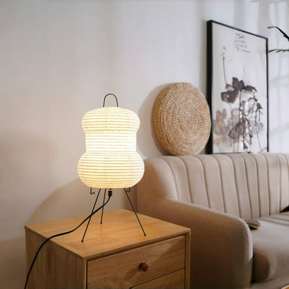 Japanese Noguchi Inspired Table Lamp Zen Rice Paper Lantern with Warm Light for Bedroom Living Room or Office Modern Japandi Decor(Segment)