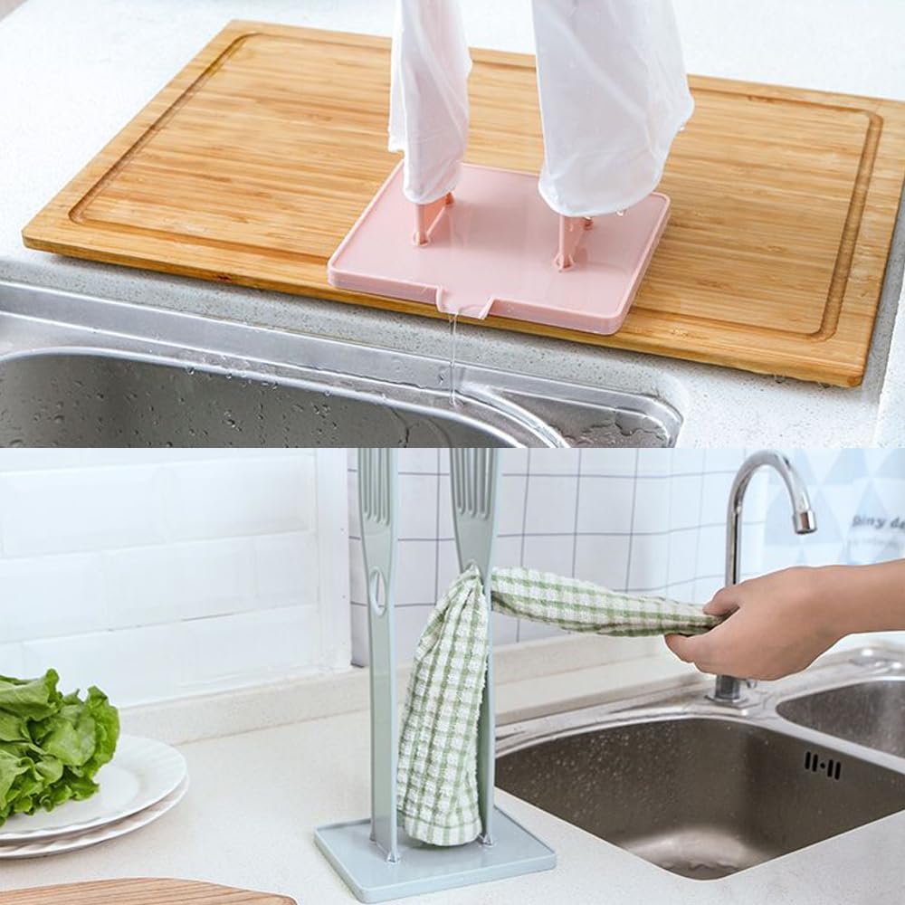 2 Pack Household Gloves Holder Rack Organizer Household Cleaning Glove Drying Rack for Rubber Kitchen Dishwashing Gloves Reusable Pet Grooming Brush with Long Sleeve Waterproof Glove