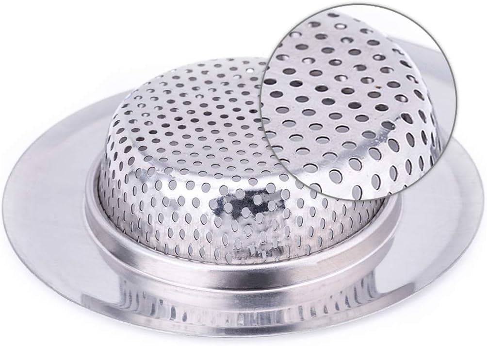 CORNERJOY 4.5 Inch Diameter Rim Heavy Duty Stainless Steel Kitchen Sink Basket Strainer, Large (Pack of 2)