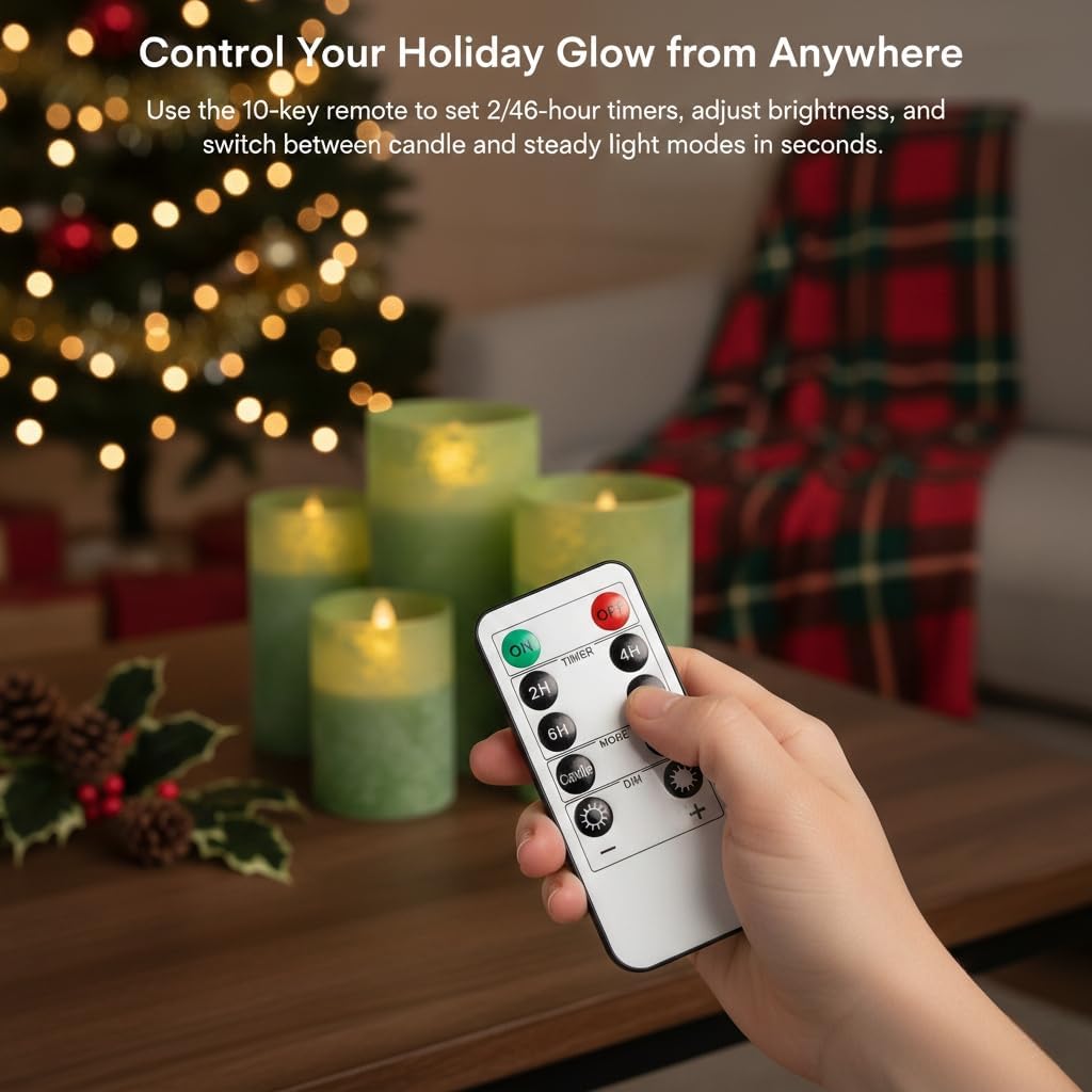 ANGELLOONG Flickering Flameless Candles, Realistic Battery Operated Candles with Remote and Timer, Set of 3 LED Candles for Room Fall Home Wedding Decor Centerpieces Table Party Valentines Decorations