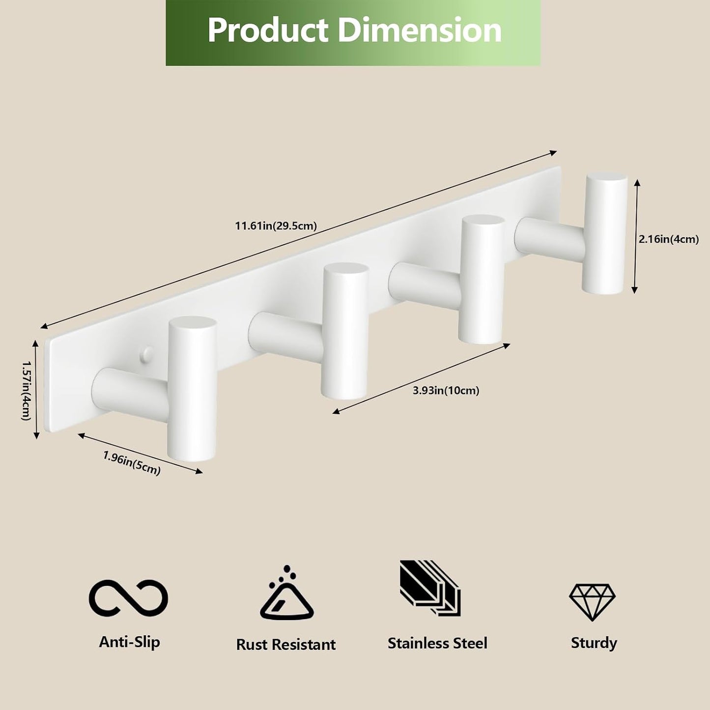 Wall Mounted Coat Rack-3 Hooks, Heavy Duty Stainless Steel Wall Hooks for Towel Coat Bag, Hat Rack Coat Hanger Coat Hooks Towel Racks for Bathroom Entryway Kitchen Office (Silver, 1 Pack)
