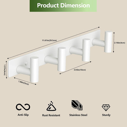 Wall Mounted Coat Rack-3 Hooks, Heavy Duty Stainless Steel Wall Hooks for Towel Coat Bag, Hat Rack Coat Hanger Coat Hooks Towel Racks for Bathroom Entryway Kitchen Office (Silver, 1 Pack)