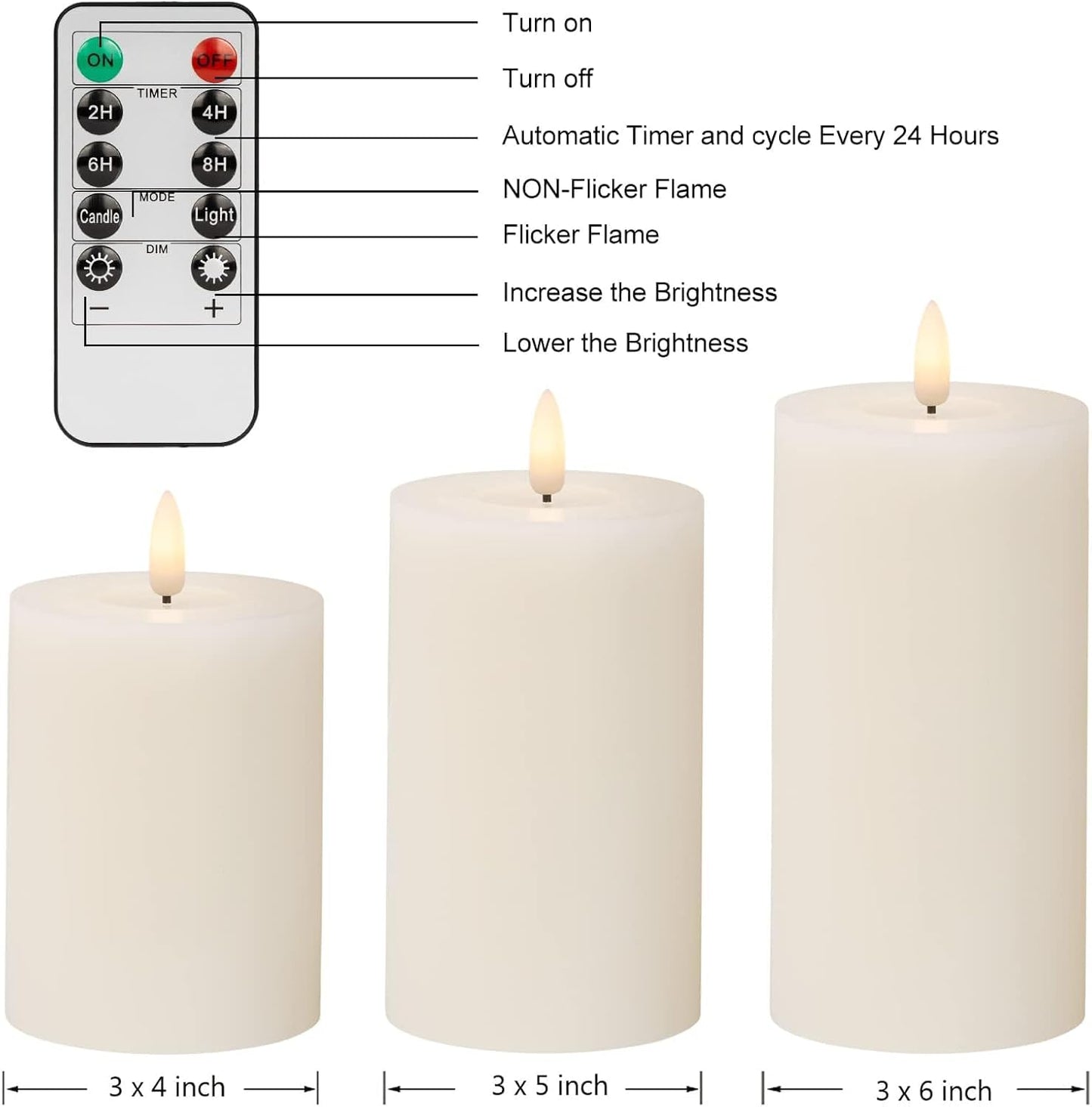 ANGELLOONG Flickering Flameless Candles, Realistic Battery Operated Candles with Remote and Timer, Set of 3 LED Candles for Room Fall Home Wedding Decor Centerpieces Table Party Valentines Decorations