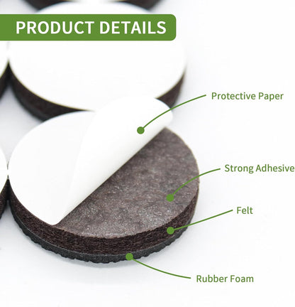 Non Slip Furniture Pads 36 PCS 1'' Square - Anti Slip Furniture Pads - Self Adhesive Rubber Feet Furniture Feet - Chair Leg Floor Protectors - Keep Furniture in Place