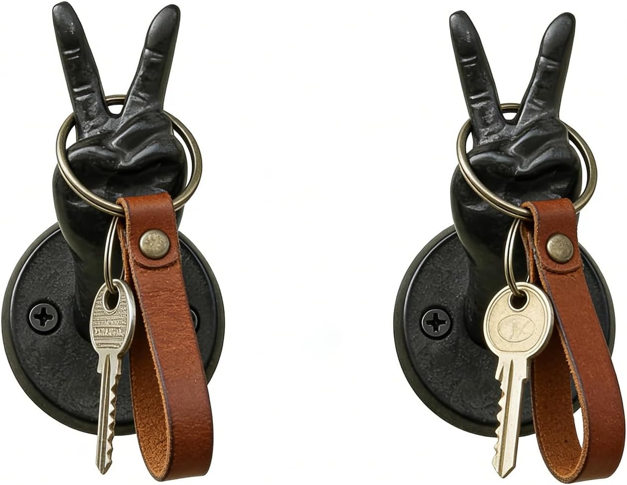 Coat Hooks Wall Mounted, Rustic Bat Key Hook Holder, Heavy Duty Decorative Black Wall Hooks for Mudroom, Towels, Hat Rack, Purse Hooks, Cast Iron Decorative ‎Antique Black Hooks