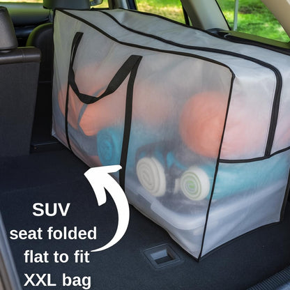 68.5 GAL 2 Pack XXL Jumbo Extra Large Heavy Duty Stronger Handles Storage Bags Moving Totes Zippered Reusable Wrap Around Handle Storage Totes (Translucent/Semi-Transparent)