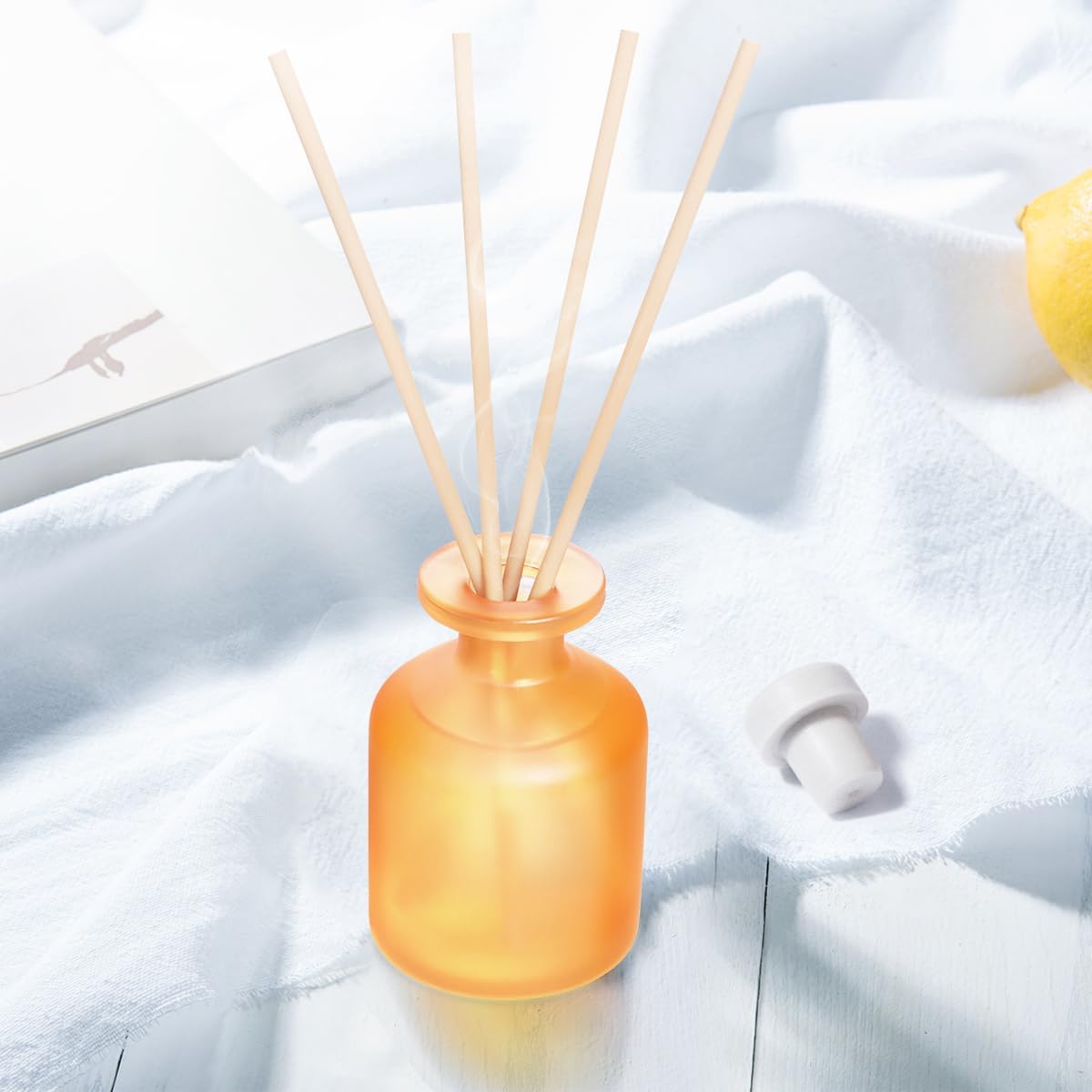 Reed Diffuser for Home, Clean Linen Scent 3.38oz (100ml)*1 Pack Essential Oil Reed Diffuser Set with 8 Sticks, Long Lasting Air Freshener for Bathroom Bedroom Living Room, Home Decor & Gifts
