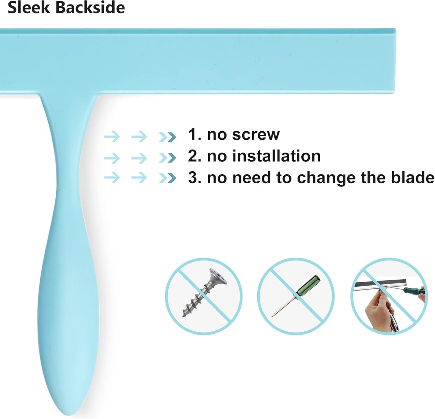Squeegee for Shower Glass Door, 11-Inch Shower Squeegee for Glass Doors, Bathroom Silicone Squeegees Wiper for Shower with Non-Slip Handle, No-Drilling Silicone Hanging Hook, for Tiles, Mirror(White)