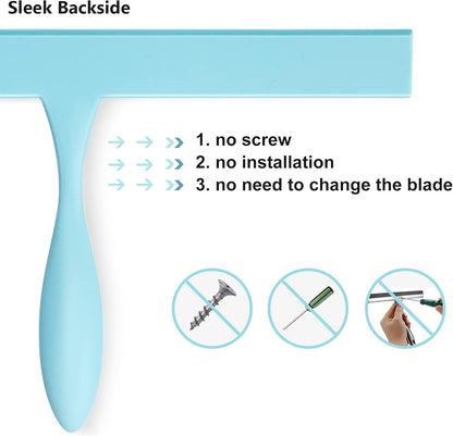 Squeegee for Shower Glass Door, 11-Inch Shower Squeegee for Glass Doors, Bathroom Silicone Squeegees Wiper for Shower with Non-Slip Handle, No-Drilling Silicone Hanging Hook, for Tiles, Mirror(White)