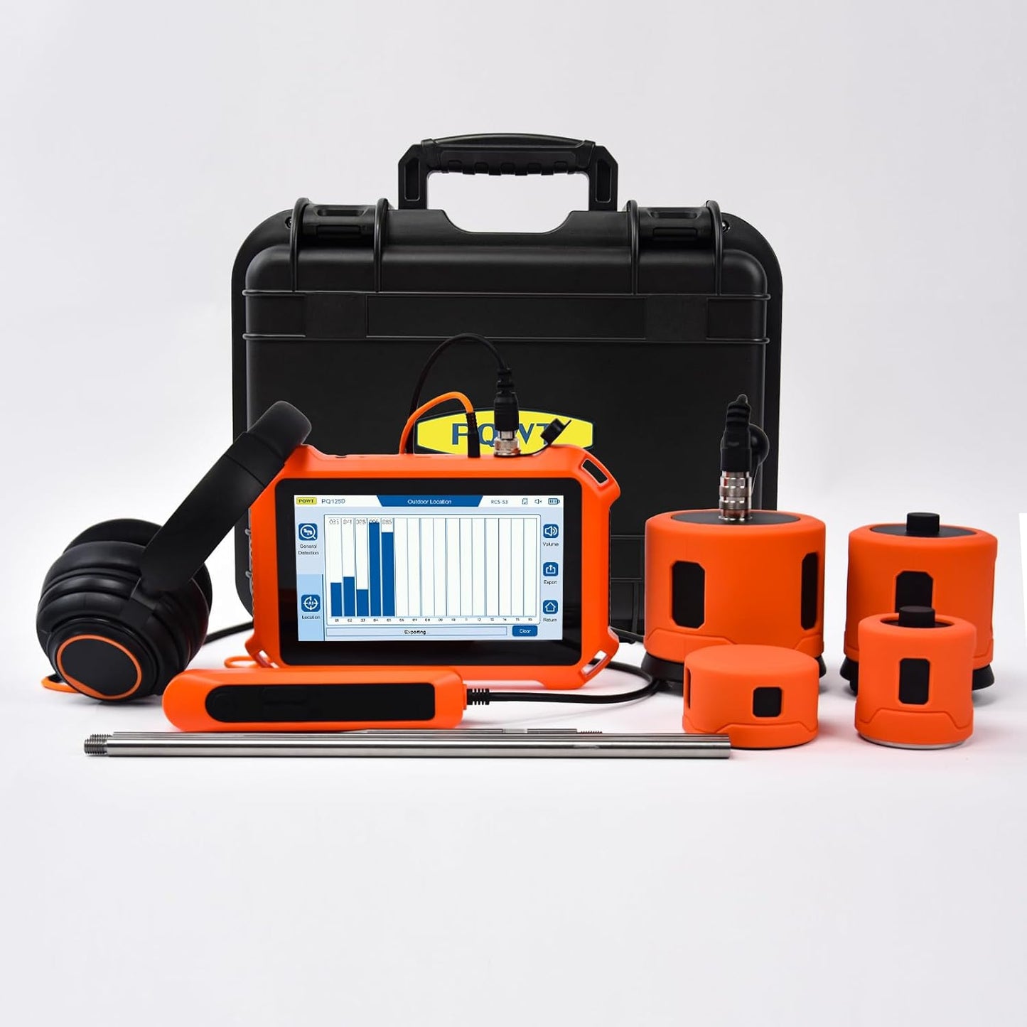Underground Water Leak Detectors for Home PQ125A Wall Pipe Water Leakage Detection with Touchscreen Earphone and Carrying Case Multi Sensor Acoustic Pipeline Sound Intensifier