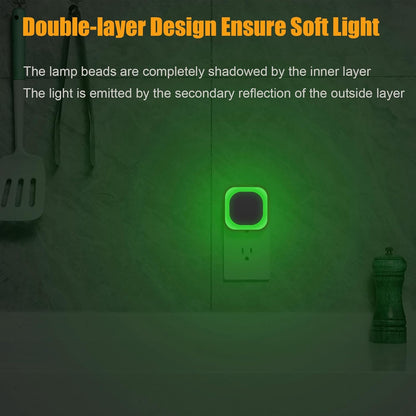 YUNLEX 2 Pack Red Night Light with Dusk to Dawn Sensor, Eye-Care Reflected Glow, 0% Blue Light True Red LED, 3-Level Brightness, Auto On/Off, Plug-in Nightlight for Sleep, Kids, Bedroom, Bathroom