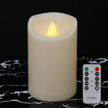 Flameless Flickering Candles with Remote and Timers, 1000 Hours Waterproof Outdoor Indoor Battery Operated LED Pillar Candles, Ivory Plastic, Set of 3(D 3" x H 4" 5" 6")