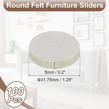 uxcell Furniture Pads, 50Pcs 1.25" - Round Self Adhesive Felt Furniture Pads, Floor Protectors for Furniture Feet Chairs Legs Hardwood Floors (Beige)