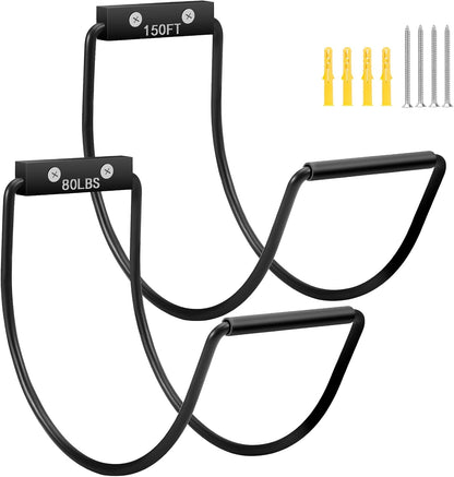 Garden Hose Holder Water Hose Hanger Wall Mounted,304Stainless Steel Solid Hose Hook Holds Up to 150Ft Garden Hose, Expandable Hose, Water Hose - Chrome
