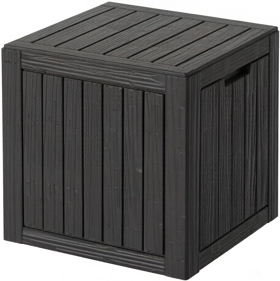 MAKINO 152 Gallon Resin Outdoor Storage Box, Waterproof Deck Box with Lockable Lid, Outside Storage Box for Patio Furniture, Pool Accessories, Garden Tools, Storage Bench for Backyard, Porch, Black