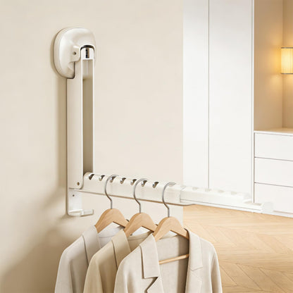 Wall Mounted Foldable Clothes Drying Rack with Suction Cup, White | Suction Cup, Retractable, Portable Over The Door Hooks, For Laundry Bathroom RV Balcony