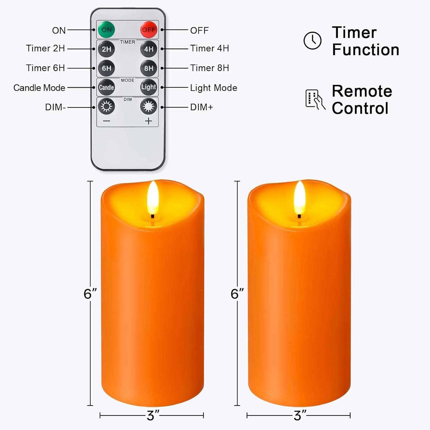 Outdoor Flameless Candles with Remote Timer - Waterproof Realistic Flickering LED Pillar Electric Battery Operated Fake Candle for Holiday Home Wedding Fireplace Decor - Ivory White 3 Pack (4”6”8”)