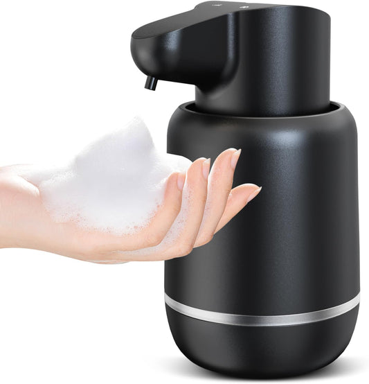 Automatic Foaming Soap Dispenser 15oz/420ml Foaming Hand Sanitizer Touchless Wall Mount with 4levels Adjustable Free Touch Electric Soap Dispenser Rechargeable with Sensor(White)
