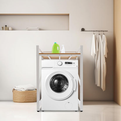 Over Washer and Dryer Shelves,Dryer Storage Shelf,3 Tiers Laundry Room Storage and Organizer Standing Shelf,Height Adjustable Laundry Room Shelves, Load-Bearing Capacity 22lbs (Log)