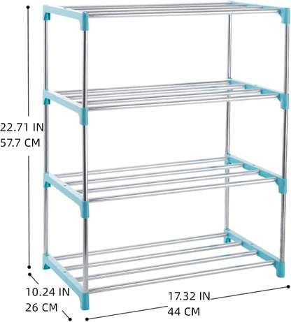 3-Tier Stackable Small Shoe Rack, Lightweight Shoe Shelf Storage Organizer for Entryway, Hallway and Closet(Black)