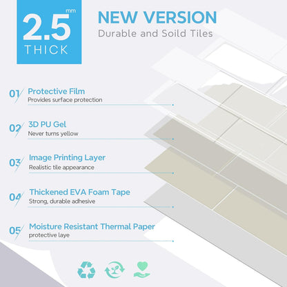 STICKGOO 10 Sheets Subway Tile Peel and Stick Backsplash, Extra Thick 3D Wall Tiles with Commercial-Grade Adhesive for Kitchen, Bathroom, Laundry Room,11.56"x8.38"(White)