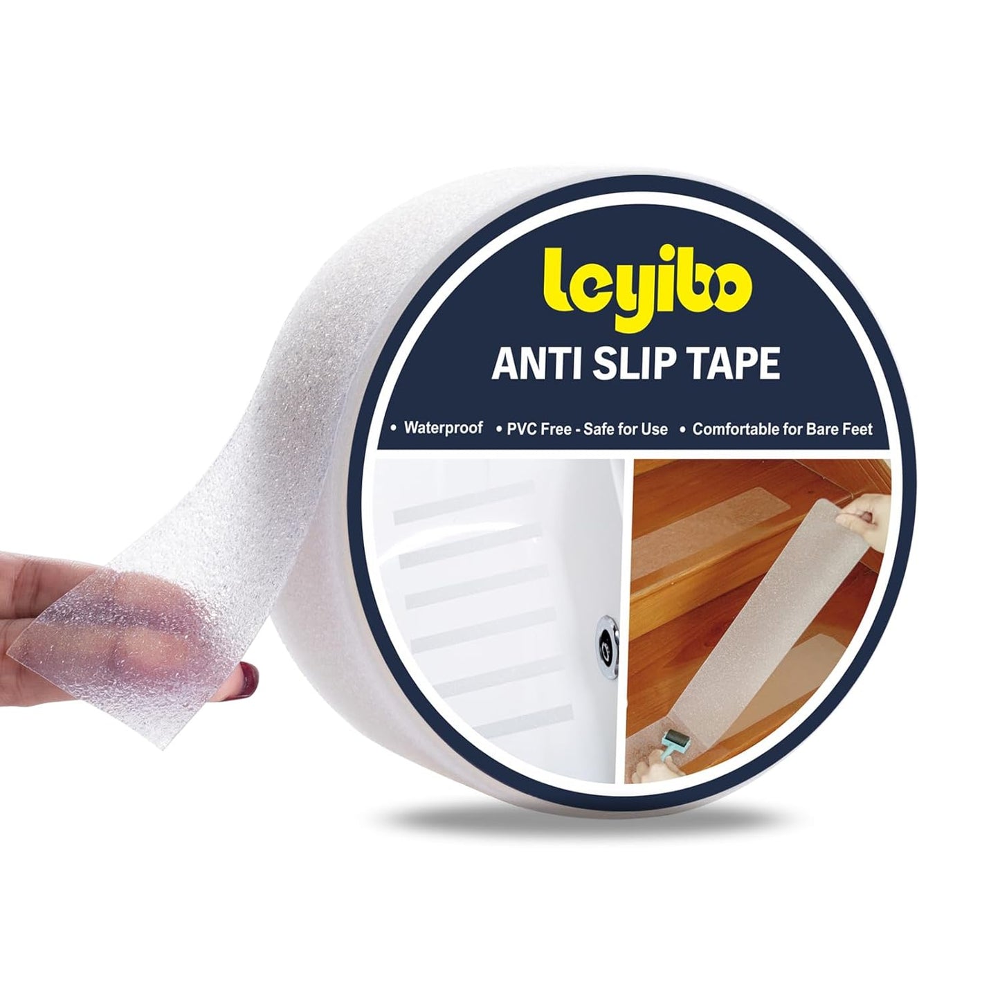 Anti Slip Tape with Glow in Dark Stripe for Stairs, 6”x35ft, Grip Tape for Stairs Steps for Outdoor/Indoor, Waterproof Non Slip Strips for Stair Treads, High Traction, Easy Install