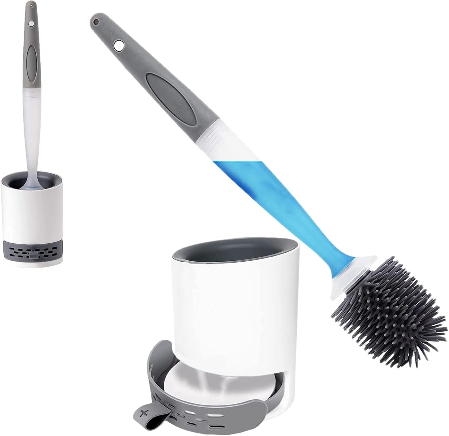 Silicon Toilet Bowl Cleaning Brush Set,Wall Mount Toilet Brush Refillable Toilet Brush Diatom Mud Absorbent Soft Bristled Silicone Toilet Brush