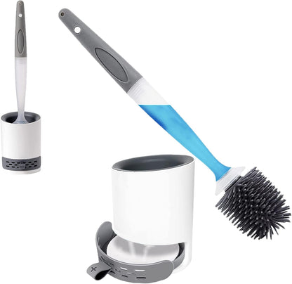 Silicon Toilet Bowl Cleaning Brush Set,Wall Mount Toilet Brush Refillable Toilet Brush Diatom Mud Absorbent Soft Bristled Silicone Toilet Brush