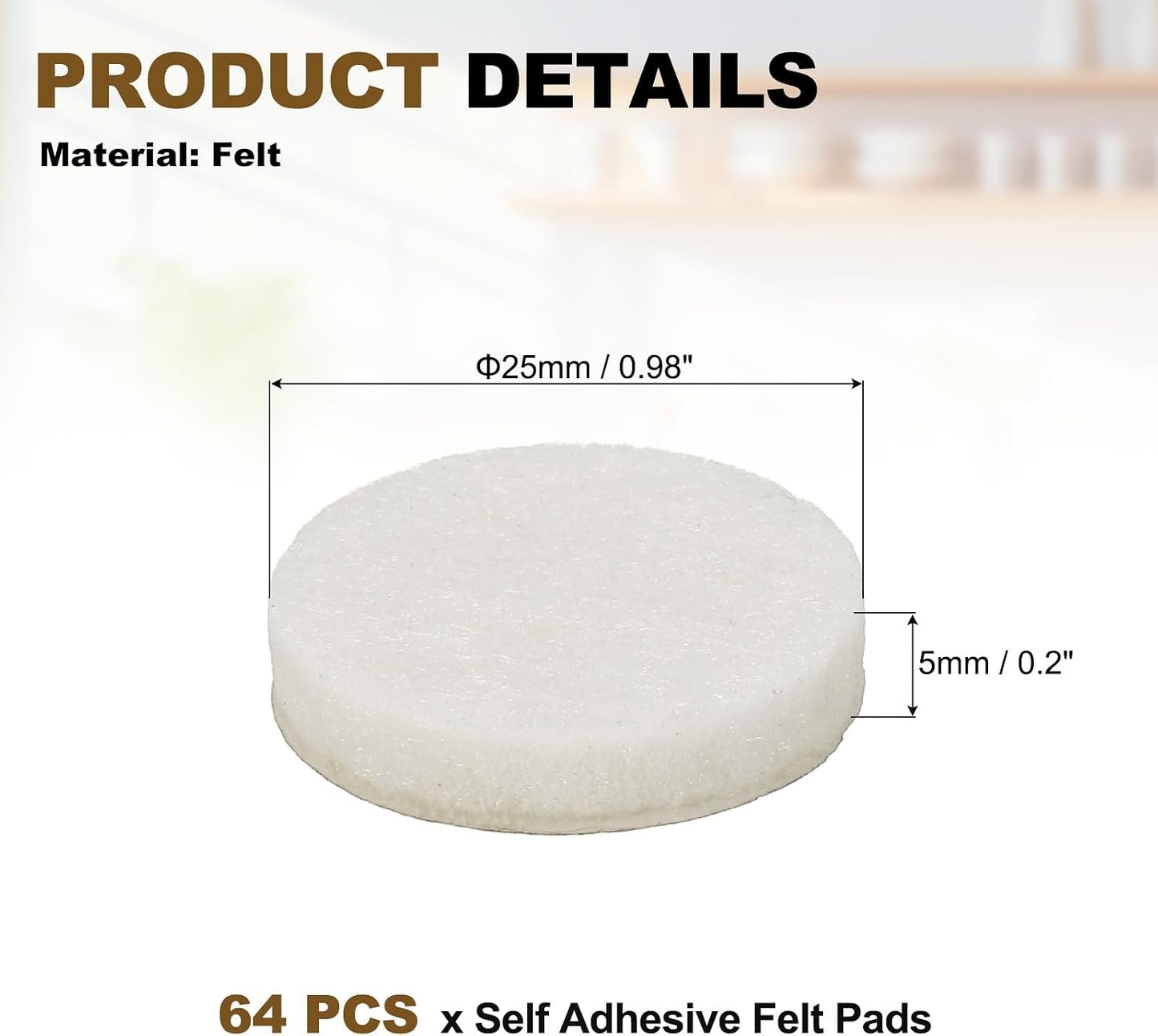 uxcell 32Pcs Non Slip Furniture Pads, 3" Round Self Adhesive Felt Bumpers Noise Reducing Furniture Feet Floor Protector for Chairs Tables Furniture Legs (White 0.2" Thick) - Colors B