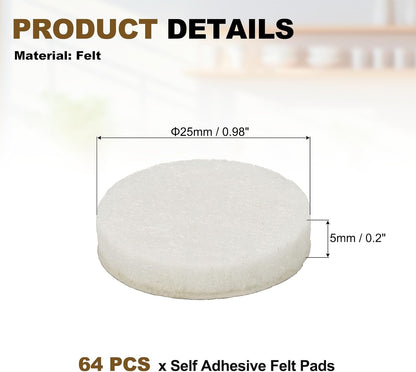 uxcell 32Pcs Non Slip Furniture Pads, 3" Round Self Adhesive Felt Bumpers Noise Reducing Furniture Feet Floor Protector for Chairs Tables Furniture Legs (White 0.2" Thick) - Colors B