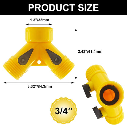 6 Pcs 2 Way Hose Adapter Y Valve Garden Hose Connector, Green | Non Rust Spigot Faucet Adapter, 3/4 Garden Hose Y Connectors, Plastic Hose Splitter, Faucet Watering Shut Off Valves