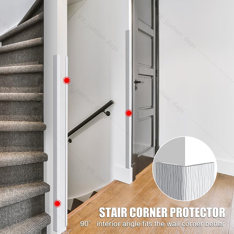 Wall Corner Protector, Walls Edge Protector，Self-Adhesive Wall Corner Guards,PVC Double Side Edge Protector， Furniture Stairs Guard (Gray 2PCS 90cm/35.4in)