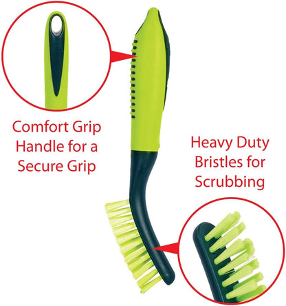 Pine-Sol Scrub Brush Set - Long Handle Cleaning Brushes with Heavy Duty Bristles and Comfort Grip - Scrubbers for Kitchen, Household, and Dishwashing, 2 Pieces
