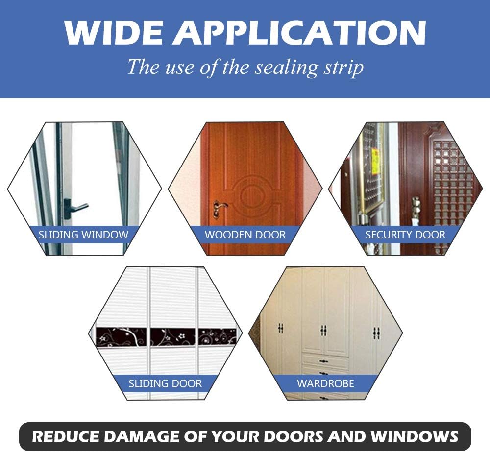 CloudBuyer Door Weather Stripping, Soundproof Insulation Seal Strip for Windows with Self-Adhesive Protection (White, 33Ft)