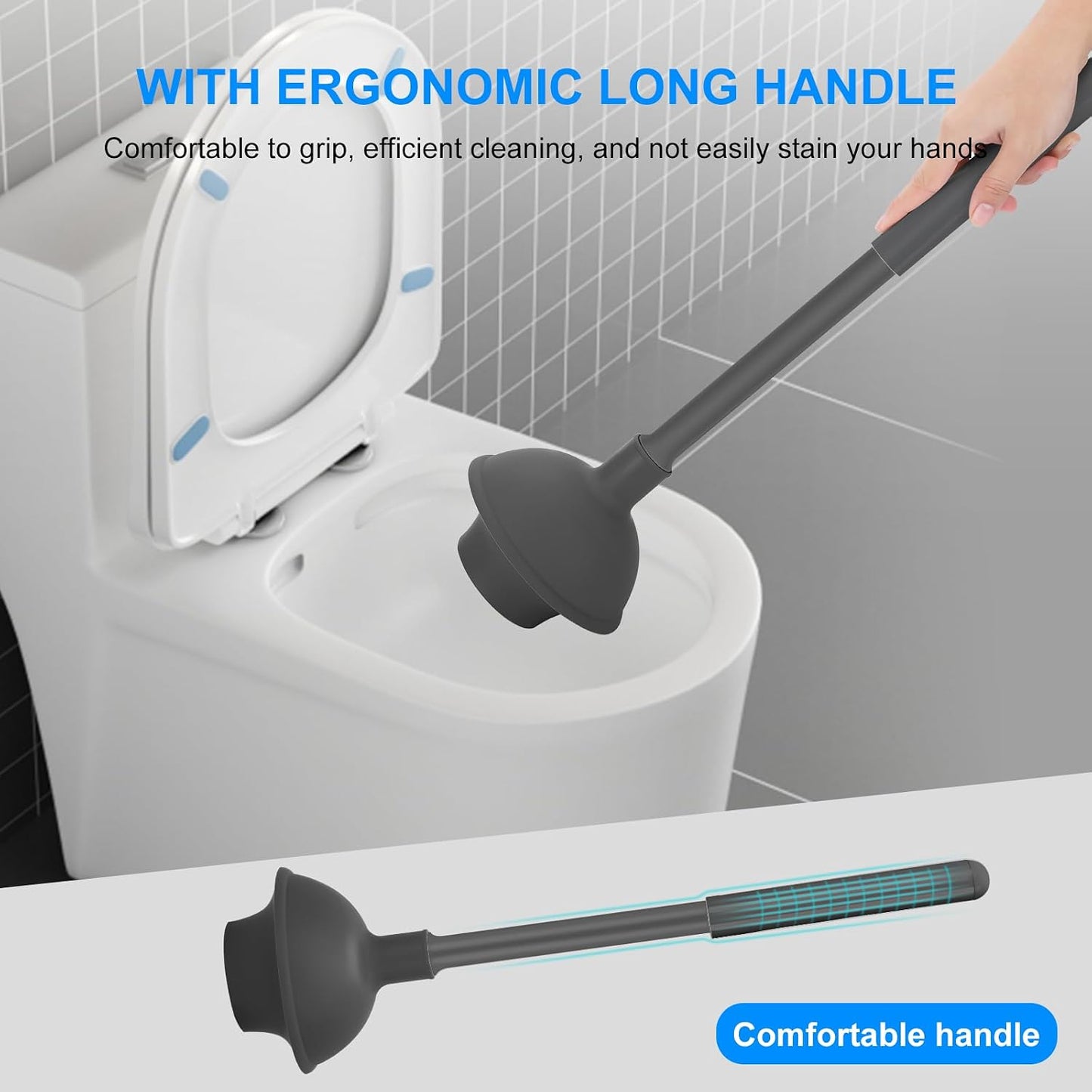 SetSail Toilet Brush and Plunger Set, Semi-Hidden Toilet Plungers Heavy Duty Toilet Bowl Brush and Holder for Bathroom Toilet Plunger and Brush Set for Deeply Cleaning - Black