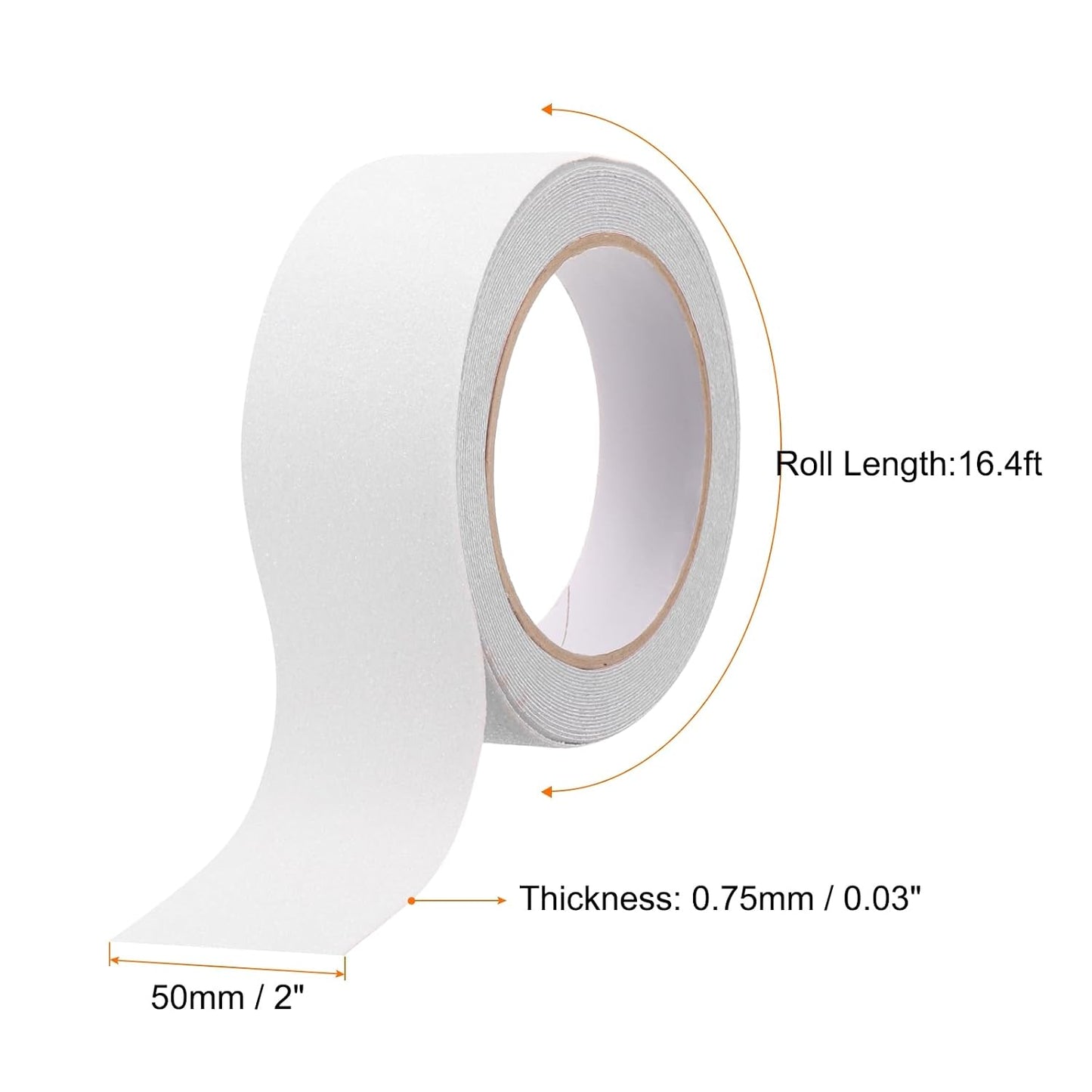 HARFINGTON Anti Slip Traction Tape 2" x 16.4ft Waterproof Non-Slip Grip Tape High Friction Weather Resistant Non Skid Stair Treads Tape for Indoor Outdoor Stair Steps, White
