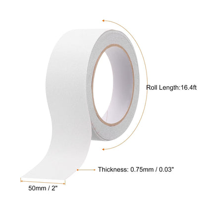 HARFINGTON Anti Slip Traction Tape 2" x 16.4ft Waterproof Non-Slip Grip Tape High Friction Weather Resistant Non Skid Stair Treads Tape for Indoor Outdoor Stair Steps, White