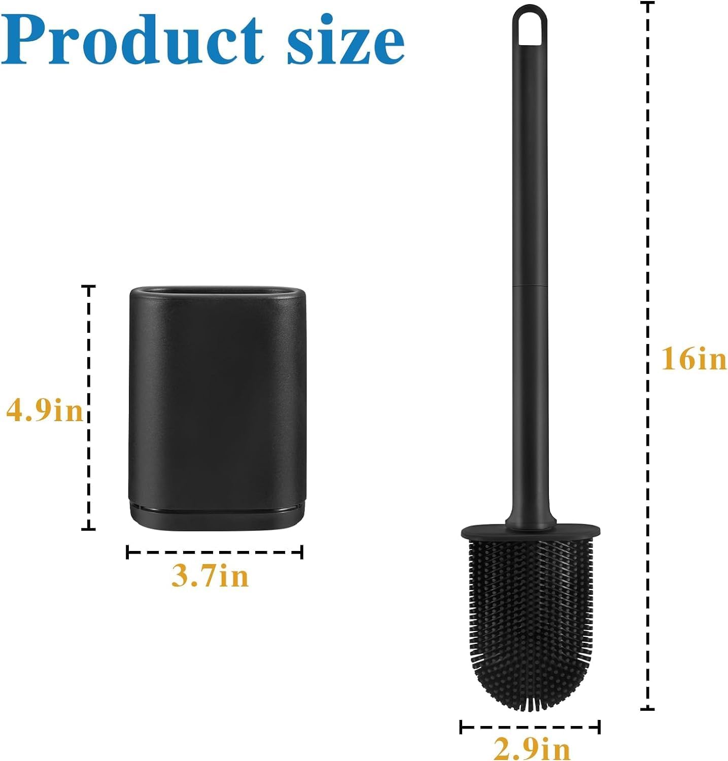 Silicone Toilet Brush and Holder Bendable Efficient Cleaning Wall Mounted Toilet Bowl Brush with Long Handle Brush Head and Silicone Bristles No Rusty Handles Problem (White)
