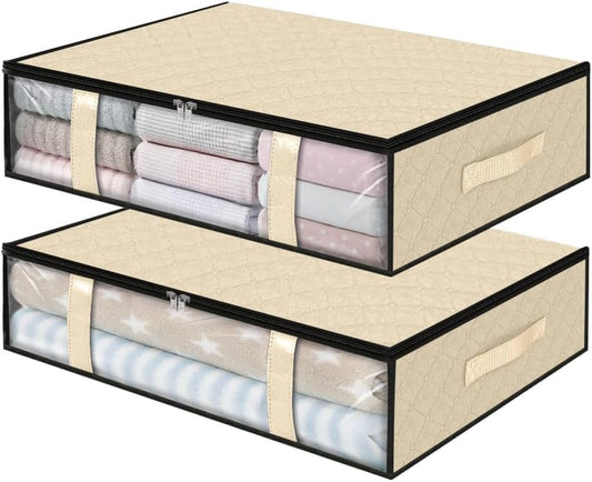 StorageRight Under Bed Storage Bags 3 Pack, 40L Large Clothes & Comforter Storage Containers with Clear Window, Breathable Fabric Organizer for Blankets, Bedding, Seasonal Clothing