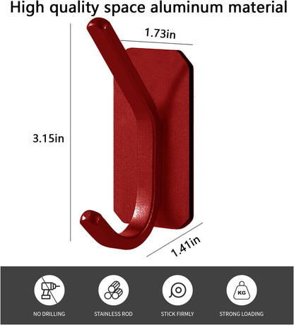 Paoli Heavy Duty Adhesive Wall Hooks, 30 lb Max Load Waterproof Hooks for Bathroom Towels Coats Bags, No Drill Damage-Free for Renters Apartment Dorm, Matte Black, 4 Pack